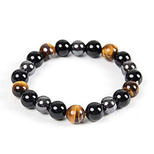 Load image into Gallery viewer, Beaded bracelet with hematite, obsidian, and tiger's eye gemstone beads.
